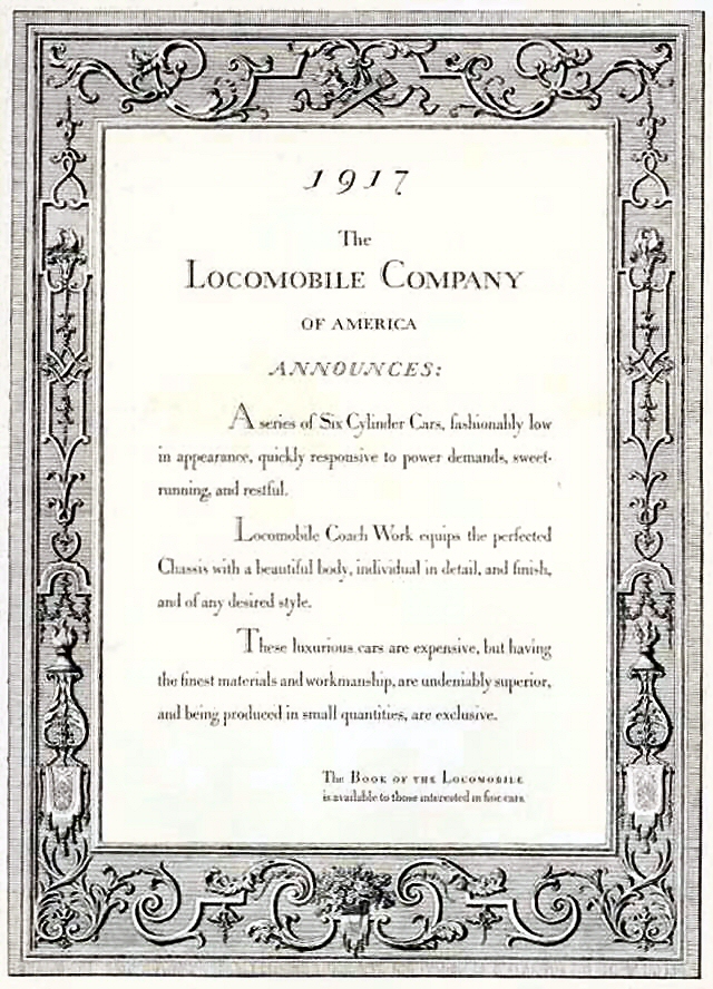 1917 Locomobile Auto Advertising